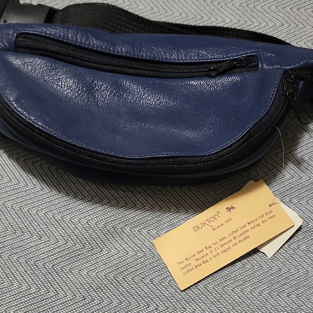 Buxton Blue Leather Belt Bag for Men
